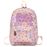 Yogodlns Geometric Holographic Backpack Travel Men Women Backpacks PVC Laser Shoulder Bag student school backpack casual