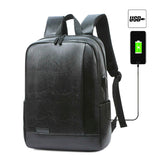 New Men's Backpack PU Leather Waterproof Usb Charging Lightness Black Back Bags Laptop Travel School Outdoor Bagpacks Man 2020