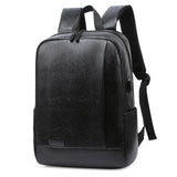 New Men's Backpack PU Leather Waterproof Usb Charging Lightness Black Back Bags Laptop Travel School Outdoor Bagpacks Man 2020